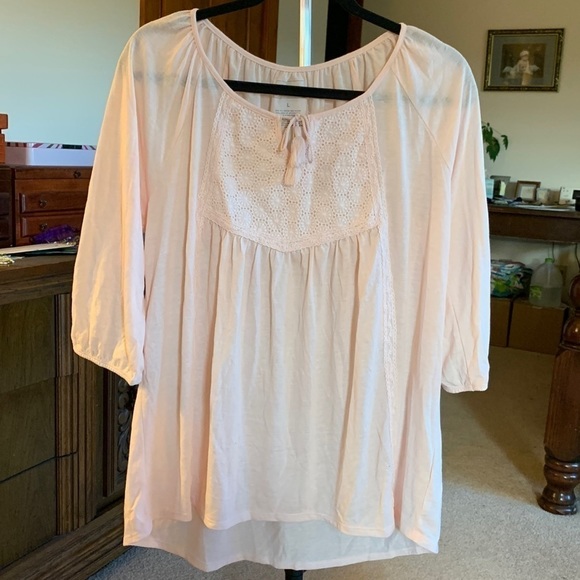 Sonoma Tops - 𝅺sonoma Cloud Pink Peasant Blouse Size Large NWOT